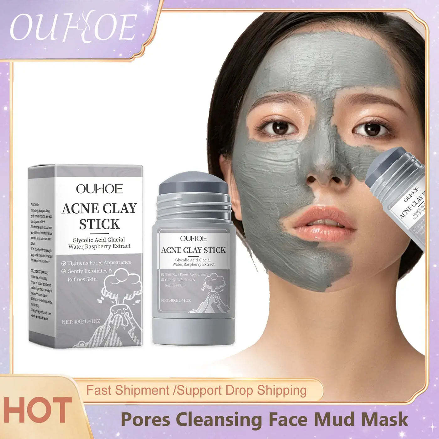 Frost Glow Cosmetics clay mask shrinks pores, removes blackheads, controls oil & hydrates skin for acne & pimple treatment.