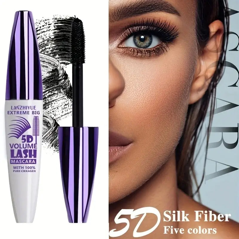 Frost Glow Cosmetics 5D mascara. Extreme volume, waterproof, long-lasting lash thickening & curling for bold natural eyelash extensions.