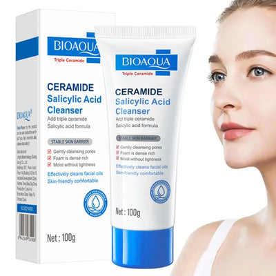 Frost Glow Cosmetics salicylic acid cleanser fights acne, controls oil & gently whitens skin. Mild daily facial wash for clear skin.