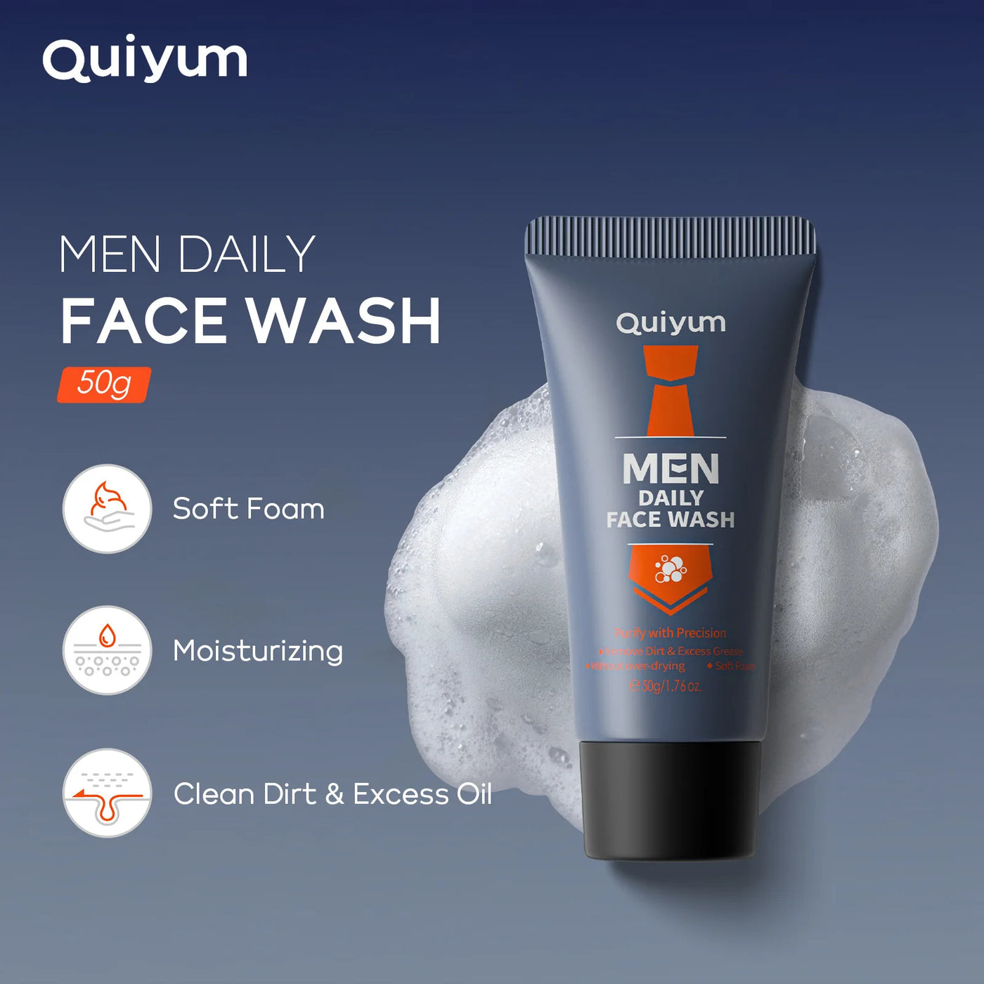 Frost Glow Cosmetics men’s foaming cleanser deeply cleanses, removes blackheads, controls oil & moisturizes for refreshed skin.
