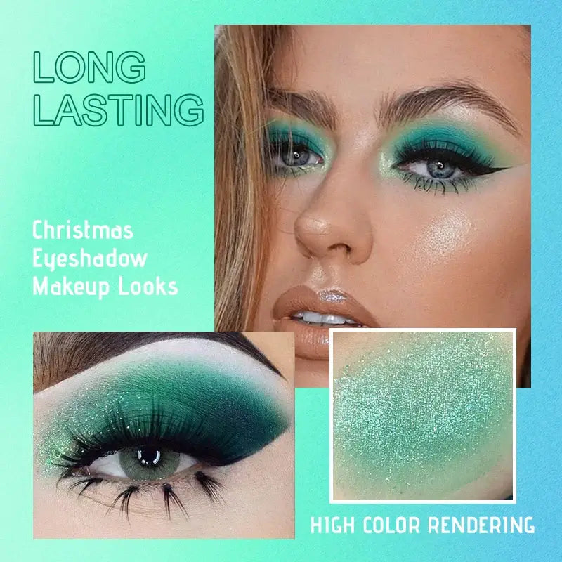 Frost Glow Cosmetics 9-color eyeshadow palette. Shimmer & matte shades for vibrant festival, party & stage-ready eye makeup looks.