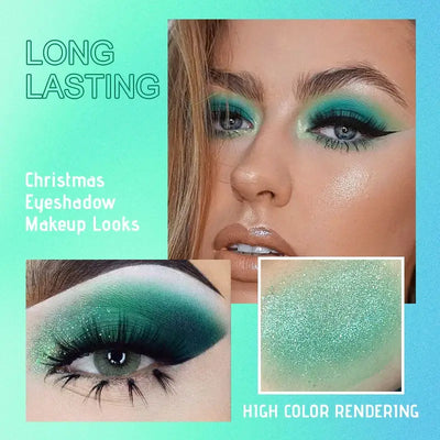 Frost Glow Cosmetics 9-color eyeshadow palette. Shimmer & matte shades for vibrant festival, party & stage-ready eye makeup looks.