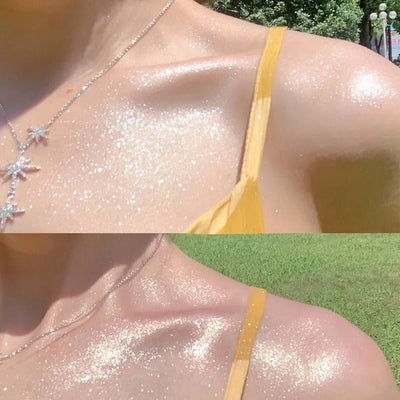 Frost Glow Cosmetics Diamond Highlighter Spray. Waterproof glitter powder for face & body contour, bronzing & luminous glow.