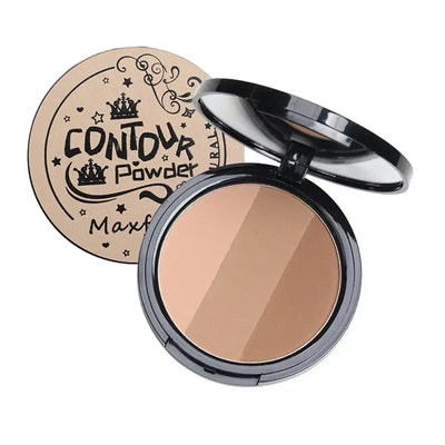 Frost Glow Cosmetics bronzer palette featuring blush and contour powders in elegant packaging, ideal for flawless makeup.