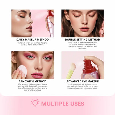 Frost Glow Cosmetics mattifying waterproof setting spray. Oil-control, non-sticky, glossy matte base fixer for all skin types.