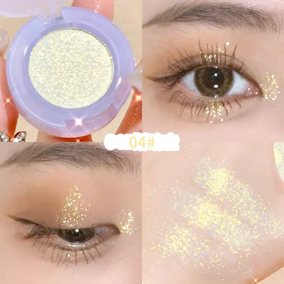 Frost Glow Cosmetics embossed highlighter on radiant skin, showcasing a shimmering finish and glowing complexion.