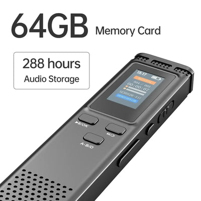 Frost Glow Cosmetics digital voice recorder with 64GB/16GB/8GB storage, voice activation, noise reduction & 288hrs playback.