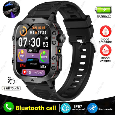Conquer every challenge with Frost Glow Cosmetics 2025 Military Smart Watch – rugged, waterproof, fitness tracker & Bluetooth calls.