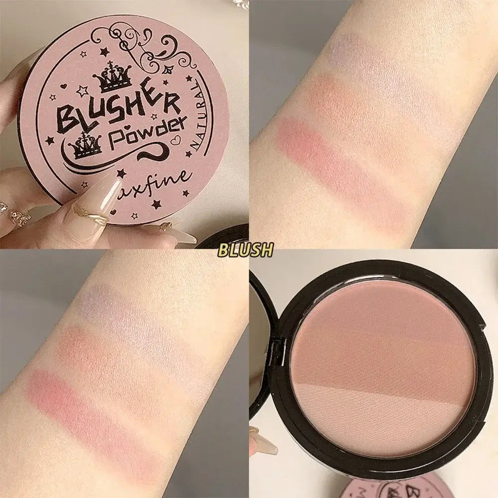 Frost Glow Cosmetics bronzer palette showcasing three contour shades: light, medium, and dark, with application tips.