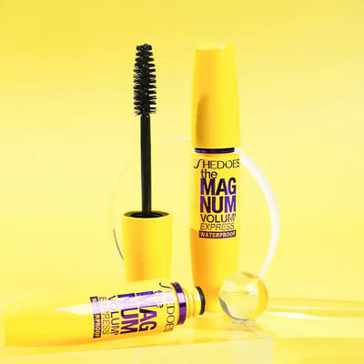 Frost Glow Cosmetics 4D black mascara. Waterproof liquid fiber formula for thickening, lengthening & curling lashes all day.