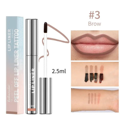 Frost Glow Cosmetics peel-off lip liner set features 4 waterproof, long-lasting shades. Moisturizes lips with a tattoo-effect finish.