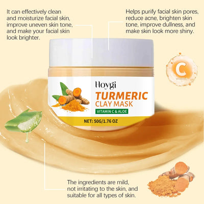 Frost Glow Cosmetics turmeric vitamin C clay mask deep cleans, refines pores, controls oil & brightens dull skin while fading dark spots.