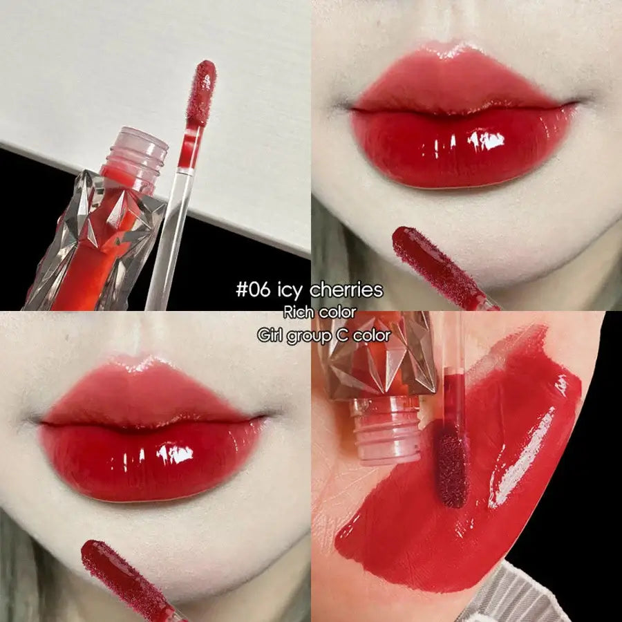 Frost Glow Cosmetics Transparent Lip Gloss delivers mirror-like shine, hydration & waterproof wear. Long-lasting, non-sticky glassy lips.