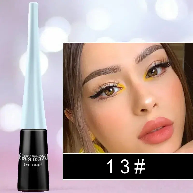 Frost Glow Cosmetics colorful liquid eyeliner pens. Waterproof, matte, easy-to-wear in blue, red, green, white, gold & brown shades.