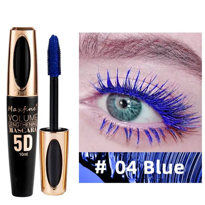 Frost Glow Cosmetics 5D silk mascara. Waterproof, non-caking formula for bold black lashes with length, volume & long-lasting wear.