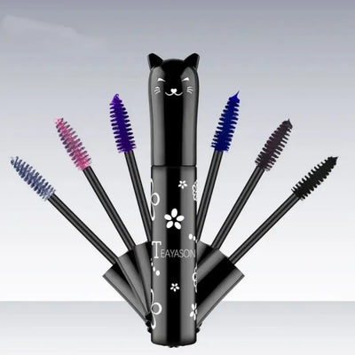 Frost Glow Cosmetics colorful mascara set. Large brush head, non-clumping, smudge-proof in white, purple, blue, silver & coffee.