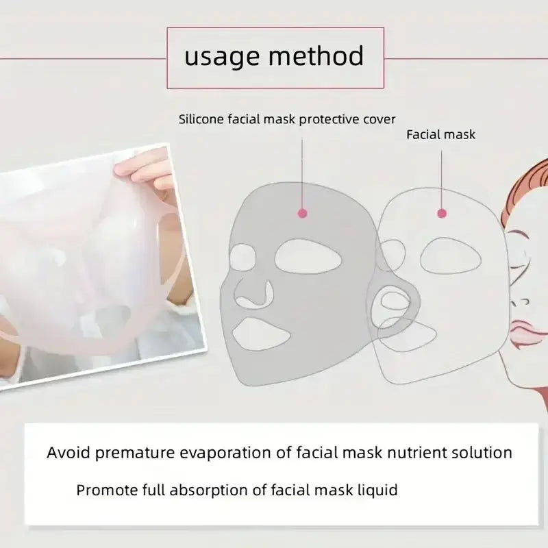 Frost Glow Cosmetics silicone mask cover reusable 3D design locks in moisture, prevents evaporation & boosts sheet mask results.