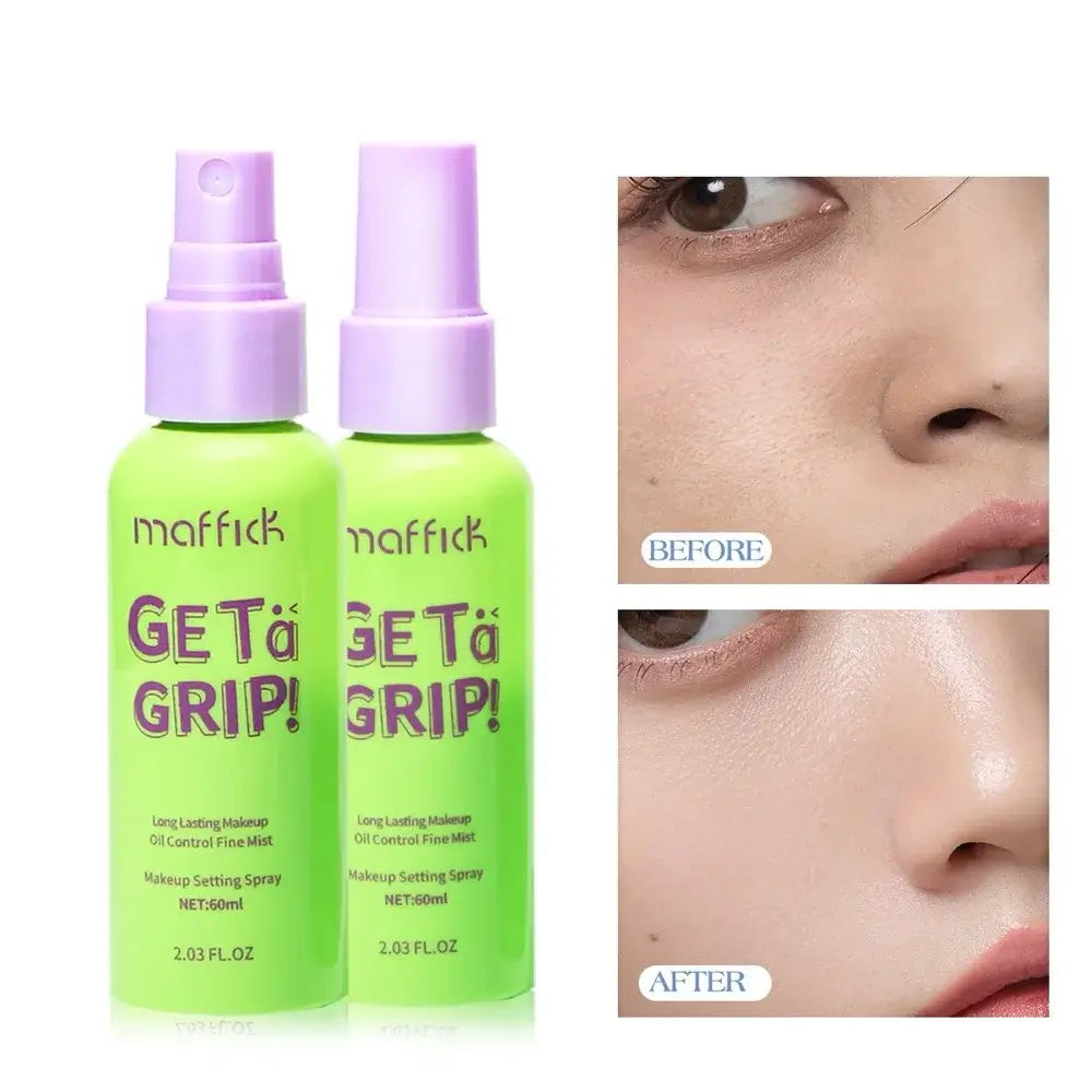 Frost Glow Cosmetics 60ml cooling setting spray. Hydrating, oil-control, waterproof mist for all skin types, long-lasting makeup hold.