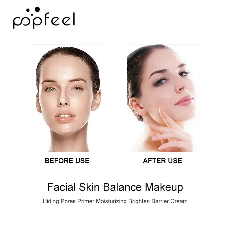 Frost Glow Cosmetics POPFEEL silky hydrating primer. Brightening, moisturizing, oil-control base for flawless, long-lasting makeup.