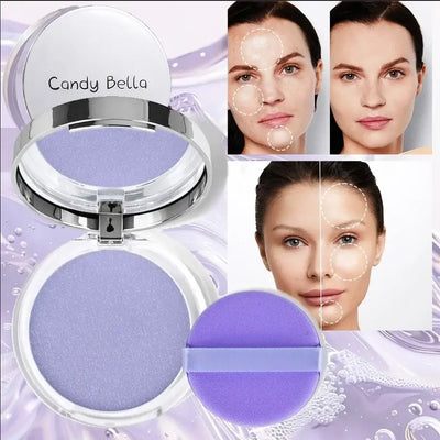 Frost Glow Cosmetics lavender pressed powder. Full coverage, matte finish, long-lasting oil control compact for flawless foundation.