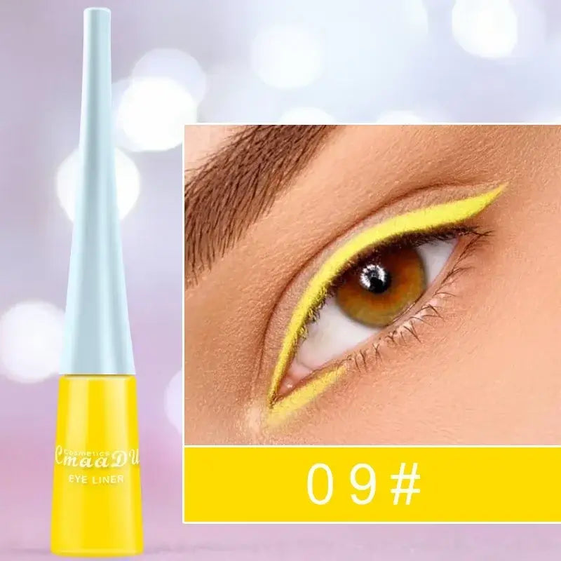 Frost Glow Cosmetics colorful liquid eyeliner pens. Waterproof, matte, easy-to-wear in blue, red, green, white, gold & brown shades.