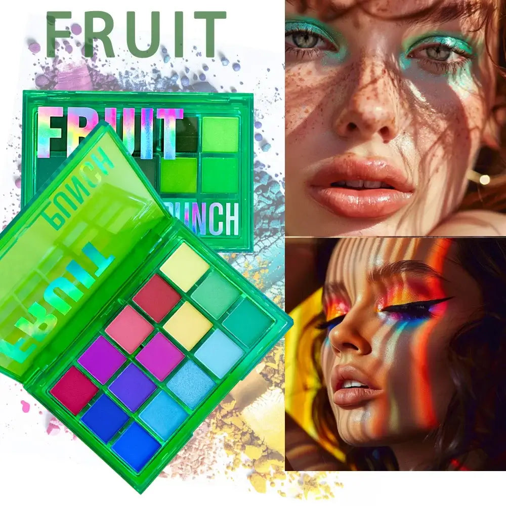 Frost Glow Cosmetics 15-shade eyeshadow palette. High-pigment shimmer, matte & metallic neutrals & bolds, waterproof & long-lasting.