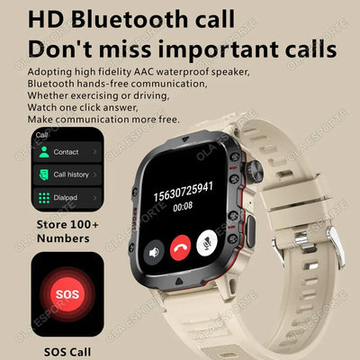 Conquer every challenge with Frost Glow Cosmetics 2025 Military Smart Watch – rugged, waterproof, fitness tracker & Bluetooth calls.