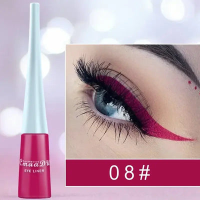 Frost Glow Cosmetics colorful liquid eyeliner pens. Waterproof, matte, easy-to-wear in blue, red, green, white, gold & brown shades.