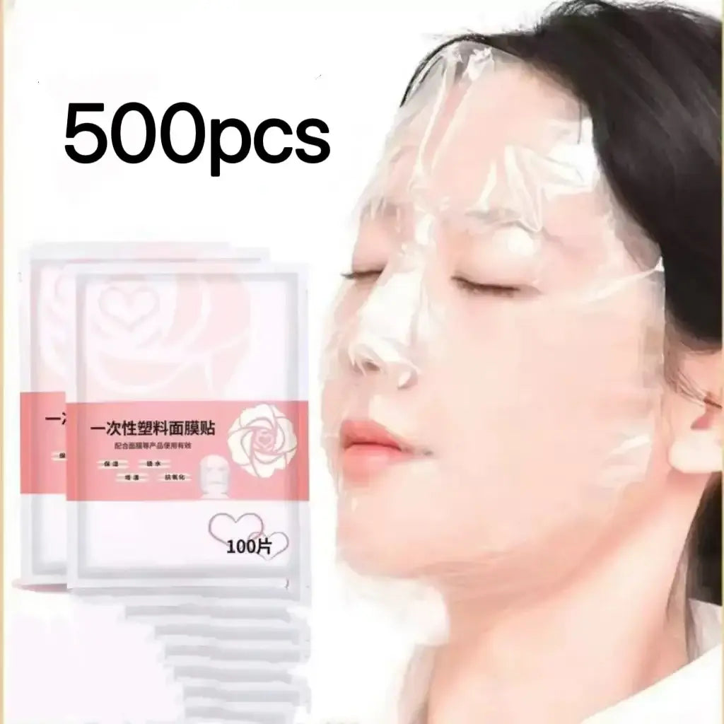 Frost Glow Cosmetics 100pcs facial mask paper sheets are unscented, hydrating & moisture-retentive DIY skincare wraps for soft skin.
