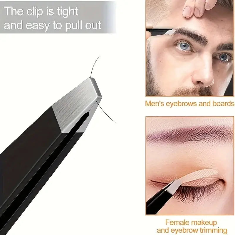 Durable stainless steel tweezers for eyebrows, lashes & beard grooming. Precision design for flawless shaping. Shop Frost Glow Cosmetics today!