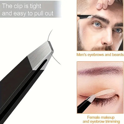 Durable stainless steel tweezers for eyebrows, lashes & beard grooming. Precision design for flawless shaping. Shop Frost Glow Cosmetics today!