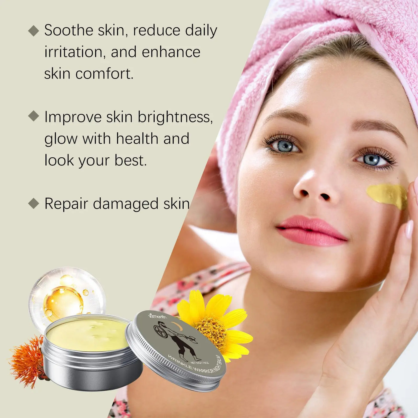 Frost Glow Cosmetics firming night cream brightens, lifts & shrinks pores while hydrating and nourishing skin with vitamins overnight.