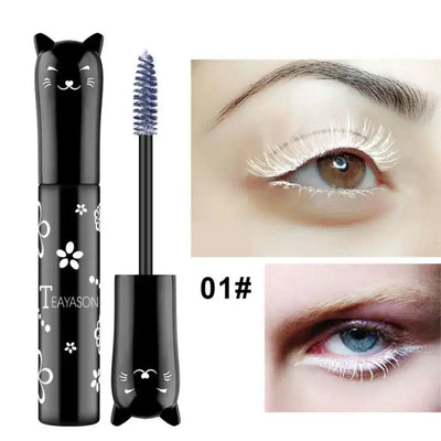 Frost Glow Cosmetics colorful mascara set. Large brush head, non-clumping, smudge-proof in white, purple, blue, silver & coffee.