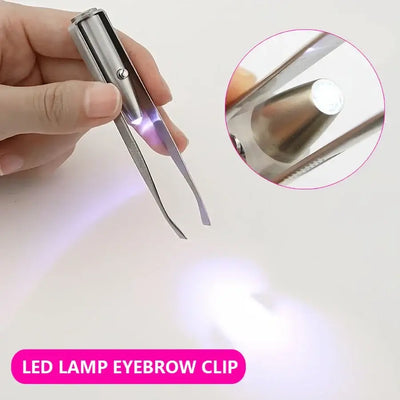 LED lighted tweezers for precise eyebrow shaping. Durable stainless steel design with illumination for accuracy. Shop Frost Glow Cosmetics today!