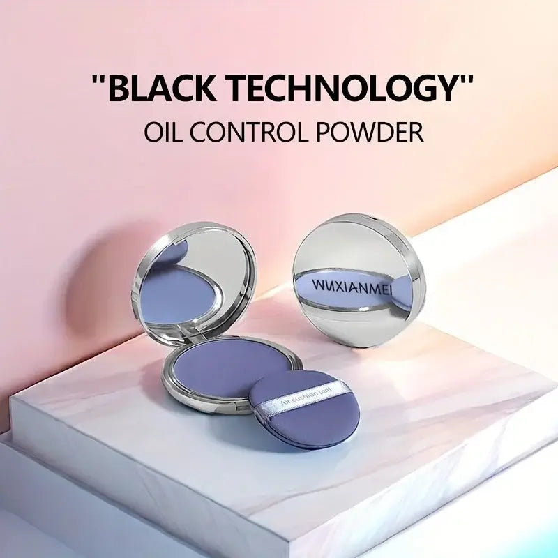 Frost Glow Cosmetics lavender pressed powder. Full coverage, matte finish, long-lasting oil control compact for flawless foundation.