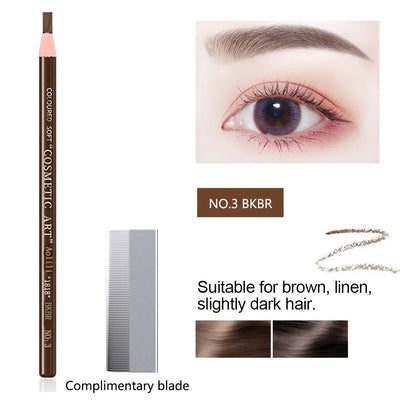 Frost Glow Cosmetics eyebrow pencil. Waterproof, long-lasting, feather-light formula for natural brow lift & professional definition.