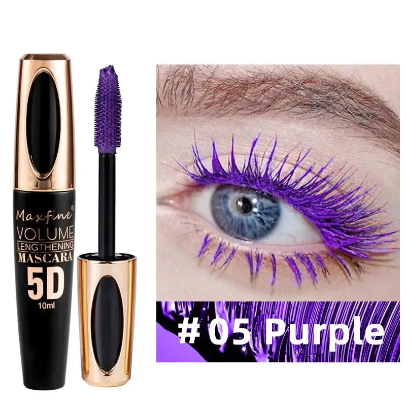 Frost Glow Cosmetics 5D silk mascara. Waterproof, non-caking formula for bold black lashes with length, volume & long-lasting wear.