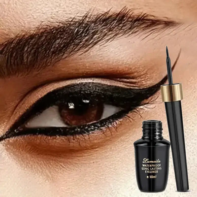Frost Glow Cosmetics long-lasting waterproof eyeliner pen. Ultra-fine, hard-tipped gel for precise black lines & smudge-proof wear.
