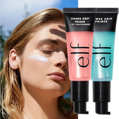 Frost Glow Cosmetics power grip primer gel with hyaluronic & 4% niacinamide. Hydrating, brightening, long-lasting makeup base.