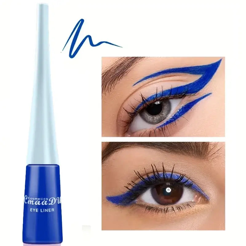 Frost Glow Cosmetics colorful liquid eyeliner pens. Waterproof, matte, easy-to-wear in blue, red, green, white, gold & brown shades.