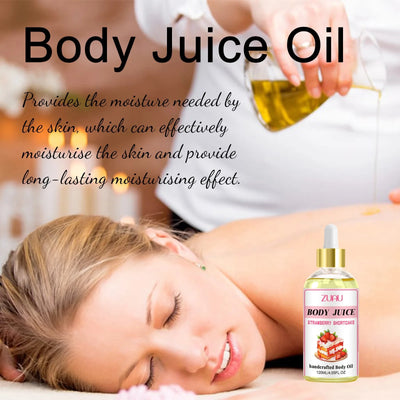 Hydrating strawberry body oil for smooth, radiant skin. Moisturizes, brightens & relaxes while reducing signs of aging.