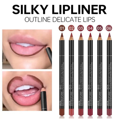 Frost Glow Cosmetics 6pcs matte lip liner set. Waterproof, durable & easy to color. Long-lasting lip contour pencils for all skin types.