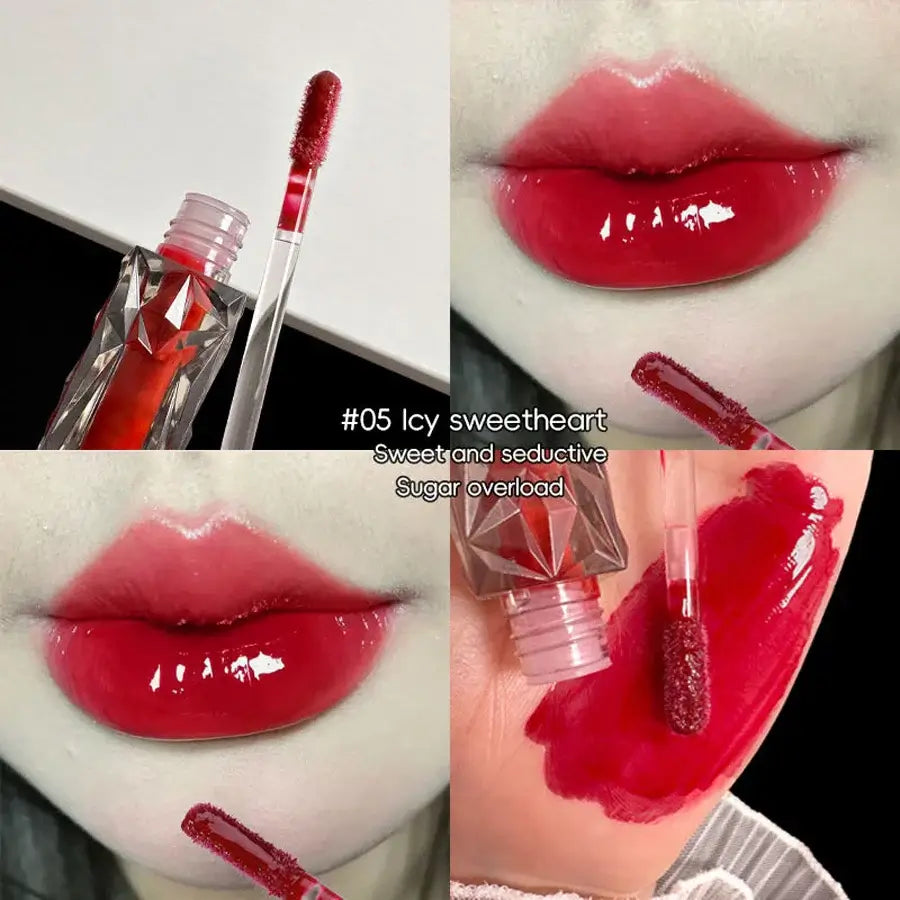 Frost Glow Cosmetics Transparent Lip Gloss delivers mirror-like shine, hydration & waterproof wear. Long-lasting, non-sticky glassy lips.