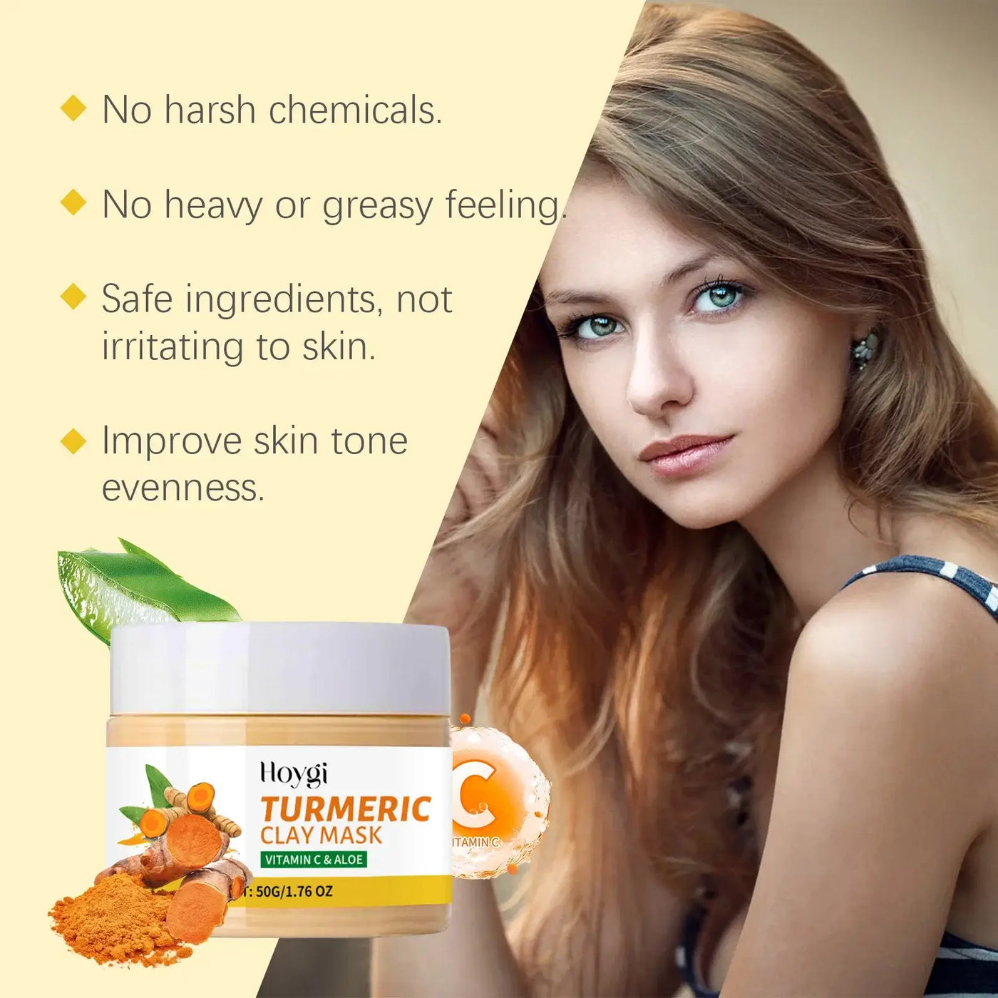 Frost Glow Cosmetics turmeric vitamin C clay mask deep cleans, refines pores, controls oil & brightens dull skin while fading dark spots.
