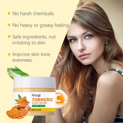 Frost Glow Cosmetics turmeric vitamin C clay mask deep cleans, refines pores, controls oil & brightens dull skin while fading dark spots.