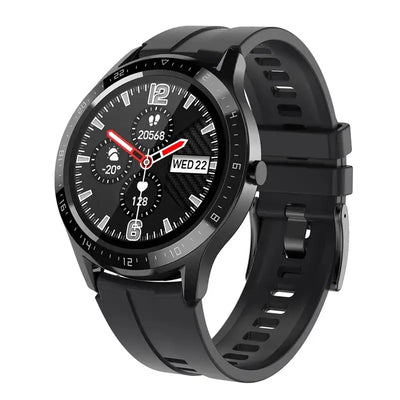Frost Glow Cosmetics 1.28" HD fitness tracker smartwatch with health monitoring, sports modes & IP67 waterproof design.