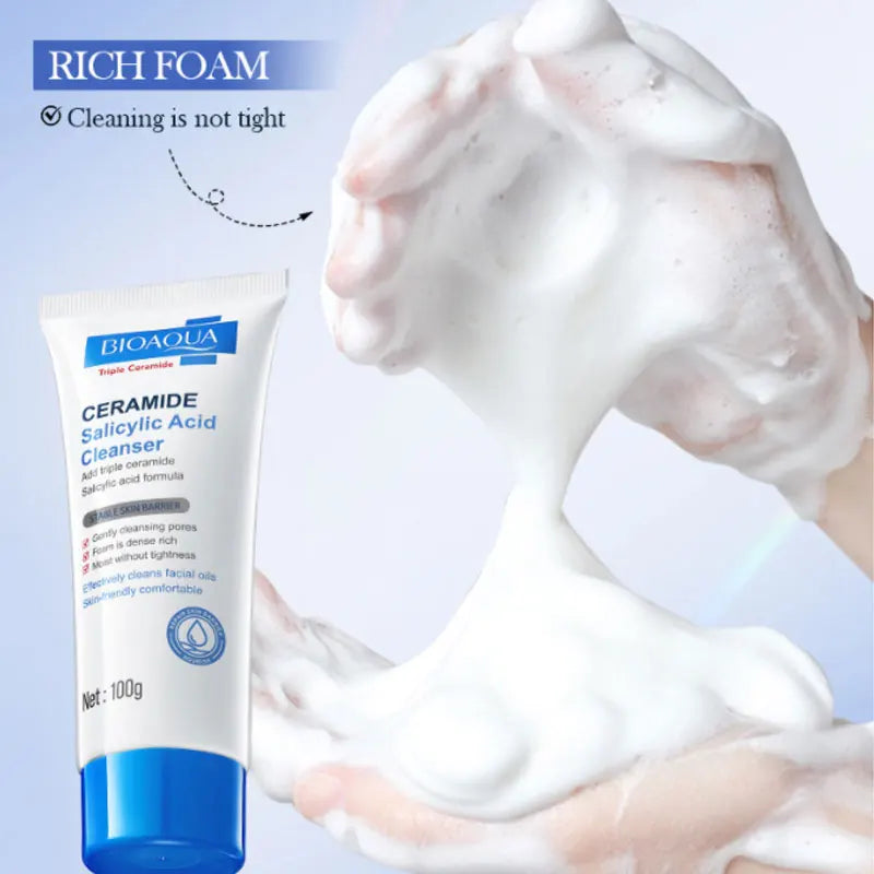 Frost Glow Cosmetics salicylic acid cleanser fights acne, controls oil & gently whitens skin. Mild daily facial wash for clear skin.