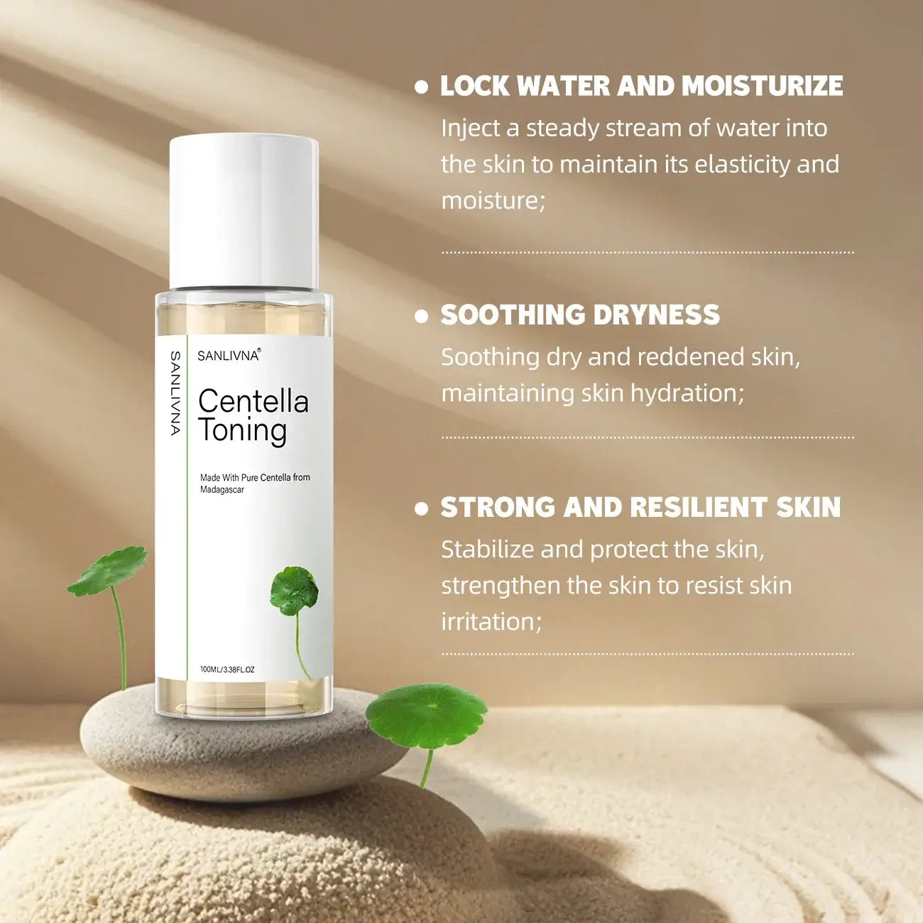 Frost Glow Cosmetics Centella Asiatica toner hydrates, repairs & brightens skin. Gentle essence for soothing, moisturizing care.