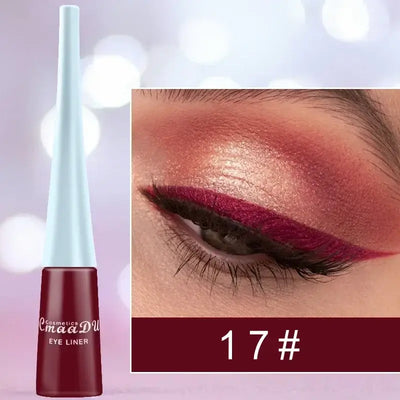 Frost Glow Cosmetics colorful liquid eyeliner pens. Waterproof, matte, easy-to-wear in blue, red, green, white, gold & brown shades.