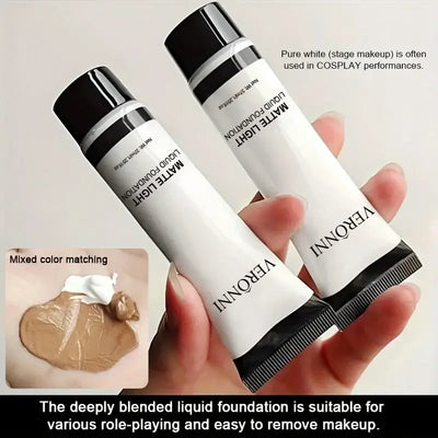 Frost Glow Cosmetics white liquid foundation delivers full coverage, oil control & long-lasting wear for cosplay, Halloween & stage makeup.